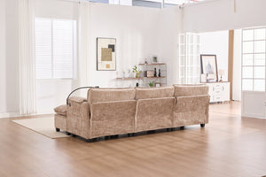 English Elm United We Win 112" Oversized Modular Chenille Sectional Sofa With Storage Ottoman & Usb Charging Ports W1568S00183-GIGA