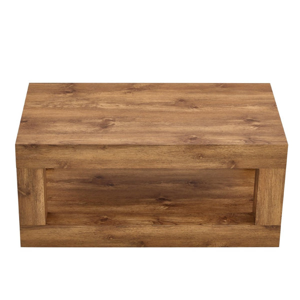 English Elm Modern Two Tier Rectangular Coffee Table with Open Shelf for Living Room Storage W3875P389550