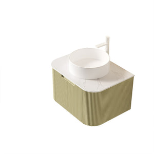 English Elm Dina Floating Bathroom Vanity with Sintered Stone Top and Crystal Glass Basin Light Green,White W2615S00559