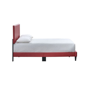 English Elm Baron Full Bed Frame with Faux Leather Upholstery, Slat Support, Adjustable Headboard Height, Fits 7–13" Red 26.37 L x 45.47 W x 7.48 H B078P380175