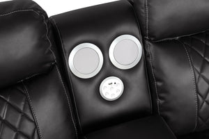 English Elm Lacrosse Power Reclining Sectional with Bluetooth Speakers, USB Ports, LED Lighting and Console Storage Gray B009S01924