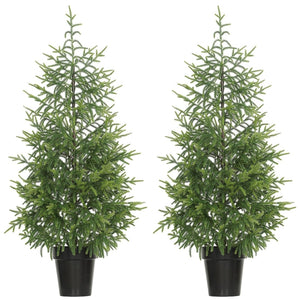 English Elm 2pcs Artificial Norfolk Pine Trees 4ft Lifelike Holiday Pair with Stable Pot Base T3971P396398