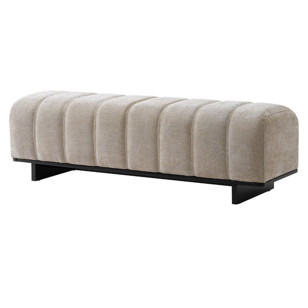 English Elm Indoor Channel Tufted Chenille Upholstered Bench Rubberwood Legs Entryway Dining N779P367309O
