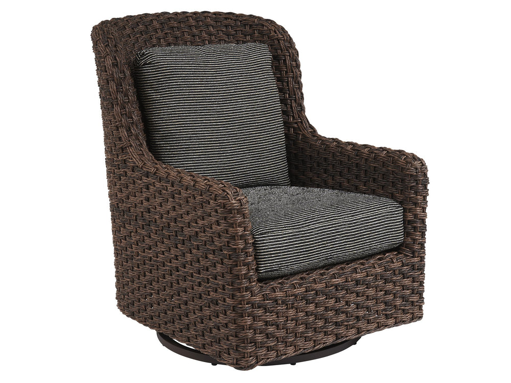 Lexington Tommy Bahama Outdoor 3350-10sg-40 Elegant Swivel Glider Chair With Rich Tobacco Wicker And Artisan Teak Craftsmanship  Wood 3350-10sg-40