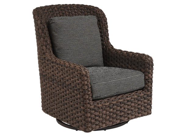 Lexington Tommy Bahama Outdoor 3350-10sg-40 Elegant Swivel Glider Chair With Rich Tobacco Wicker And Artisan Teak Craftsmanship  Wood 3350-10sg-40