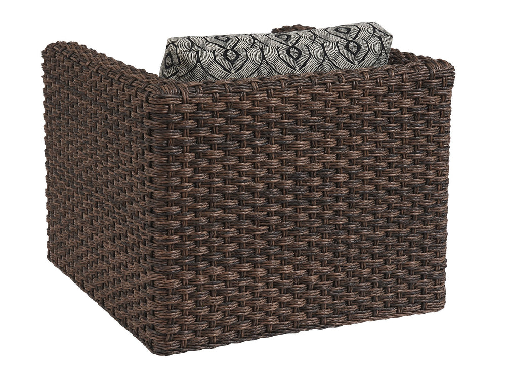 Lexington Tommy Bahama Outdoor 3350-11sg-40 Swivel Glider Lounge Chair - Artisan Crafted, All-weather Wicker, Teak Top, Deep Espresso Finish  Wood 3350-11sg-40