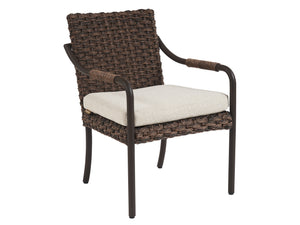Lexington Tommy Bahama Outdoor 3350-13-40 Arm Dining Chair - Artisan Crafted, All-weather Wicker, Teak Top & Elegant Espresso Finish  Wood 3350-13-40