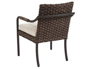 Lexington Tommy Bahama Outdoor 3350-13-40 Arm Dining Chair - Artisan Crafted, All-weather Wicker, Teak Top & Elegant Espresso Finish  Wood 3350-13-40