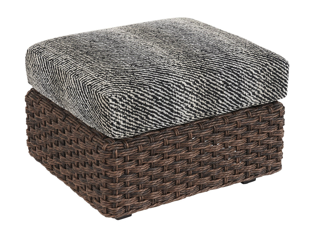 Lexington Tommy Bahama Outdoor 3350-44-40 Ottoman - Artisan-crafted Elegance With All-weather Wicker, Teak Top & Contemporary Design  Wood 3350-44-40