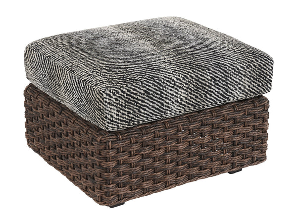 Lexington Tommy Bahama Outdoor 3350-44-40 Ottoman - Artisan-crafted Elegance With All-weather Wicker, Teak Top & Contemporary Design  Wood 3350-44-40