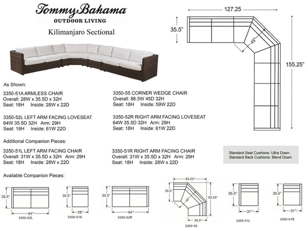 Lexington Tommy Bahama Outdoor 3350-50s-41 Sectional Sofa - Artisan-crafted Elegance With All-weather Wicker & Teak Accents  Wood 3350-50s-41