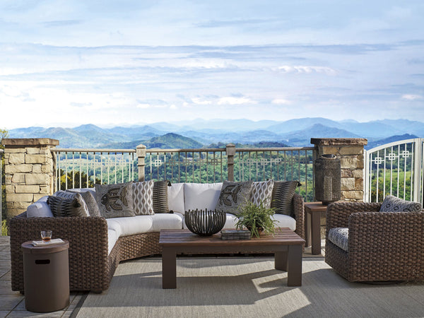 Lexington Tommy Bahama Outdoor 3350-947 Kilimanjaro Rectangular Cocktail Table With Artisan Design And All-weather Wicker Finish  Wood 3350-947