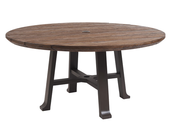 Lexington Tommy Bahama Outdoor 3350-870c Kilimanjaro Round Dining Table - Artisan-crafted Teak With Woven Wicker & Elegant Design  Wood 3350-870c