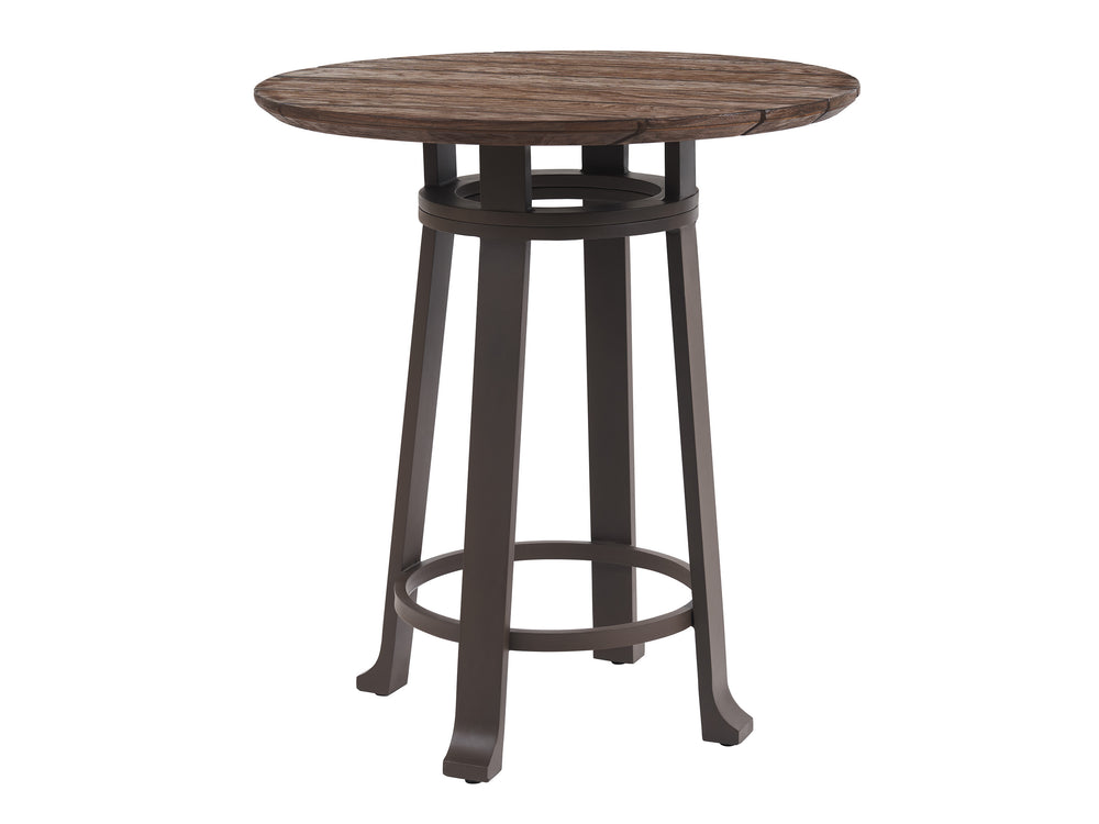 Lexington Tommy Bahama Outdoor 3350-873c Elegant Round Bistro Table With Teak Top & Woven Wicker Base For Outdoor Dining Style  Wood 3350-873c