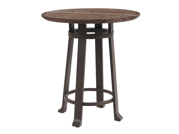 Lexington Tommy Bahama Outdoor 3350-873c Elegant Round Bistro Table With Teak Top & Woven Wicker Base For Outdoor Dining Style  Wood 3350-873c