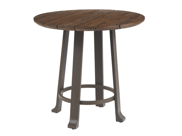 Lexington Tommy Bahama Outdoor 3350-873c Elegant Round Bistro Table With Teak Top & Woven Wicker Base For Outdoor Dining Style  Wood 3350-873c