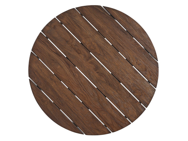 Lexington Tommy Bahama Outdoor 3350-873c Elegant Round Bistro Table With Teak Top & Woven Wicker Base For Outdoor Dining Style  Wood 3350-873c