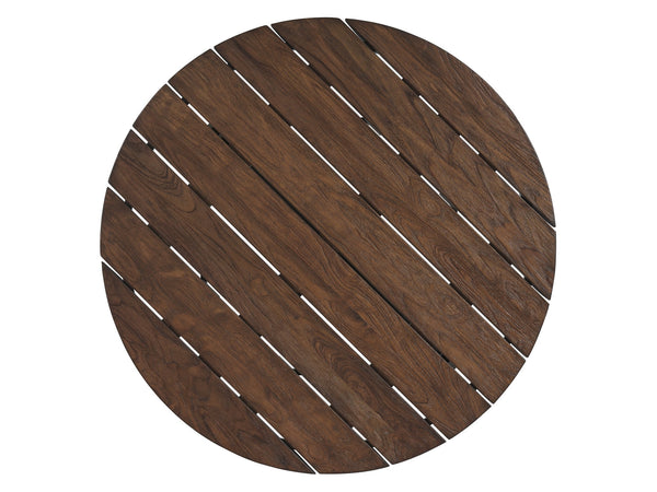 Lexington Tommy Bahama Outdoor 3350-943 Enchanting Round Cocktail Table With Artisan Teak Top And Stylish Woven Wicker Design  Wood 3350-943