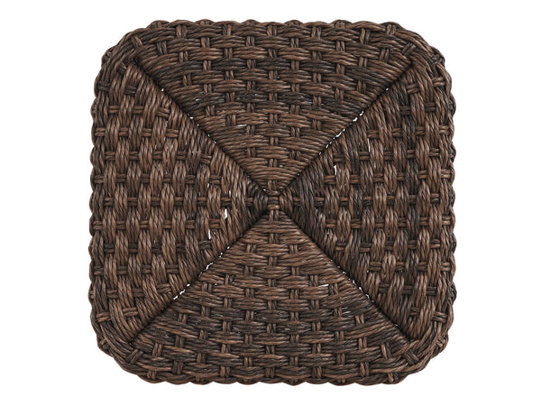 Lexington Tommy Bahama Outdoor 3350-944 Small Ottoman – Artisan-crafted Woven Design With Teak Top & Versatile Seating Solutions  Wood 3350-944