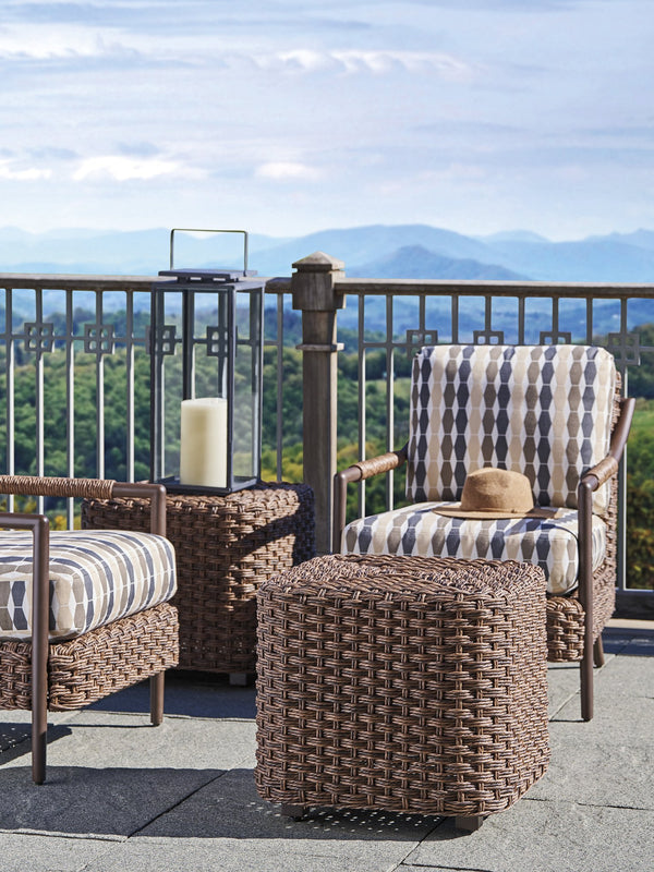 Lexington Tommy Bahama Outdoor 3350-944 Small Ottoman – Artisan-crafted Woven Design With Teak Top & Versatile Seating Solutions  Wood 3350-944