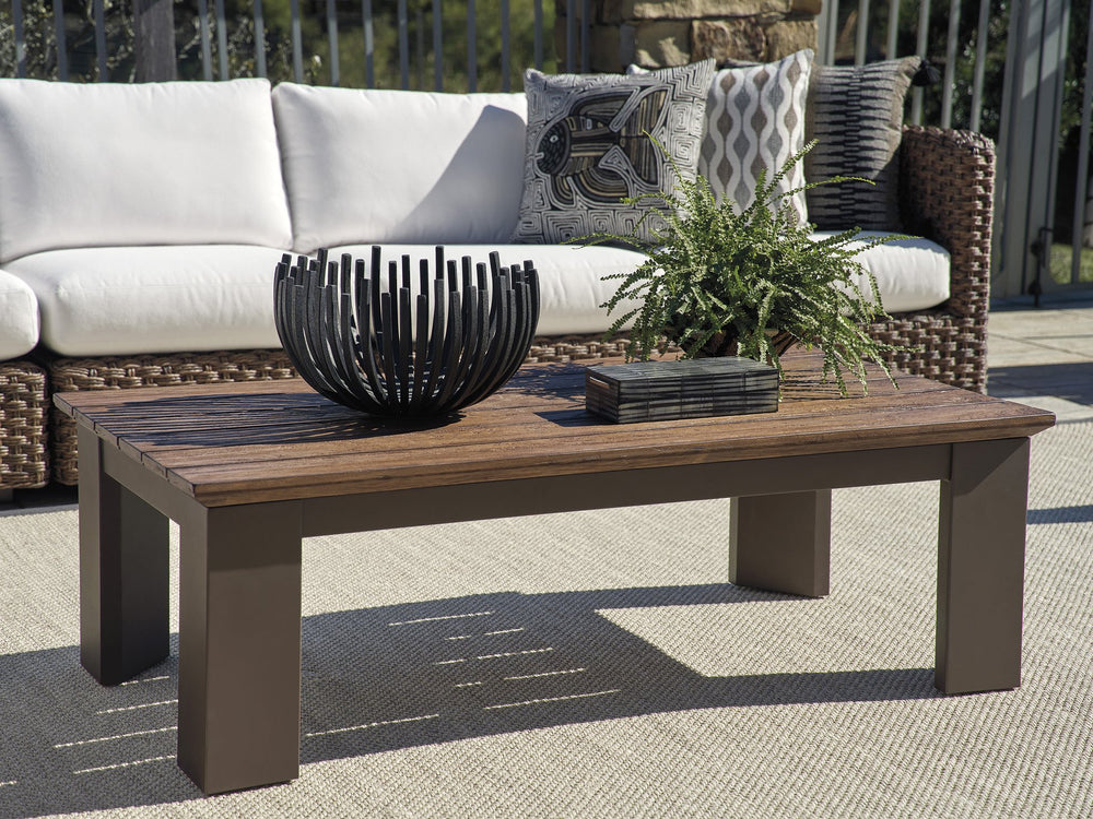 Lexington Tommy Bahama Outdoor 3350-947 Kilimanjaro Rectangular Cocktail Table With Artisan Design And All-weather Wicker Finish  Wood 3350-947