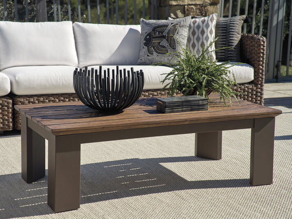 Lexington Tommy Bahama Outdoor 3350-947 Kilimanjaro Rectangular Cocktail Table With Artisan Design And All-weather Wicker Finish  Wood 3350-947