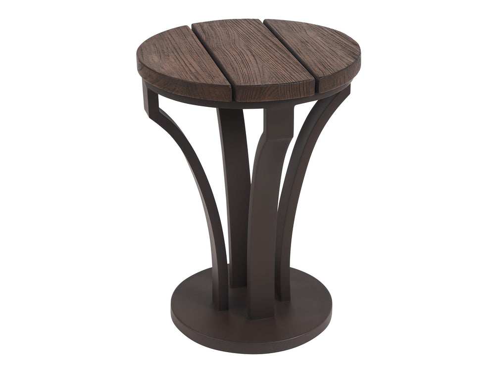 Lexington Tommy Bahama Outdoor 3350-952 Kilimanjaro Accent Table - Artisan Crafted Teak Top With All-weather Woven Wicker Design  Wood 3350-952