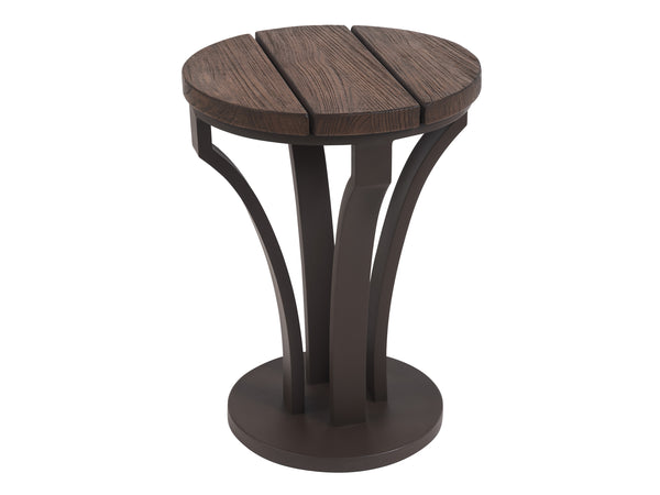 Lexington Tommy Bahama Outdoor 3350-952 Kilimanjaro Accent Table - Artisan Crafted Teak Top With All-weather Woven Wicker Design  Wood 3350-952