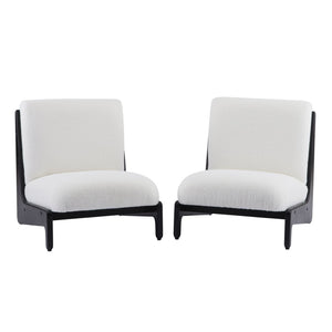 English Elm Scott Living Moda Set of 2 Accent Chairs White Cushion Matte Black Wood Frame N767P356660B