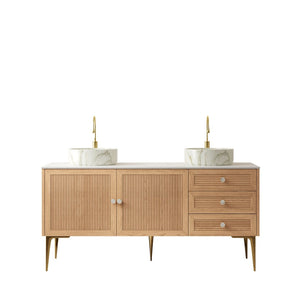 English Elm Munin Freestanding 60 Inch Bathroom Vanity Oak Plywood Cabinet Ceramic Stone Basin W2615S00479
