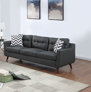 English Elm Modern 2-Piece Sofa Loveseat Set with Tufted Back Cushions, Geometric Throw Pillows & Tapered Legs Black 53 L x 31 W x 19 H B011S01305