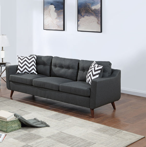 English Elm Modern 2-Piece Sofa Loveseat Set with Tufted Back Cushions, Geometric Throw Pillows & Tapered Legs Black 53 L x 31 W x 19 H B011S01305