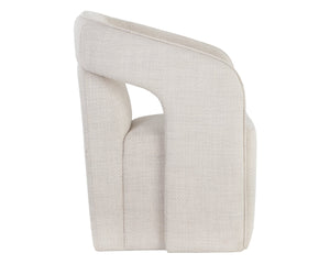 Sunpan KENDRICK Wheeled Dining Armchair – Modern Ergonomic Design with Durable Fabric for Stylish Comfort 109138V