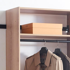 English Elm Devi Oak Wall Mounted Wood Closet System with Durable Melamine Construction, Ample Modular Storage B040P311957