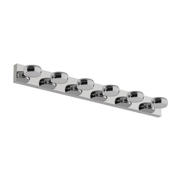 English Elm Led Vanity Lights - Modern 6-Light Chrome Bath Fixture With Dimming Control For Bright Mirror Illumination W2312P374937