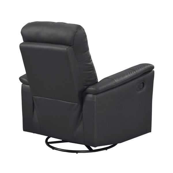 English Elm Black Swivel Glider Recliner Chair in Top Grain Leather Match, Plush Padded, 360° Swivel & Manual Recline B011P329274