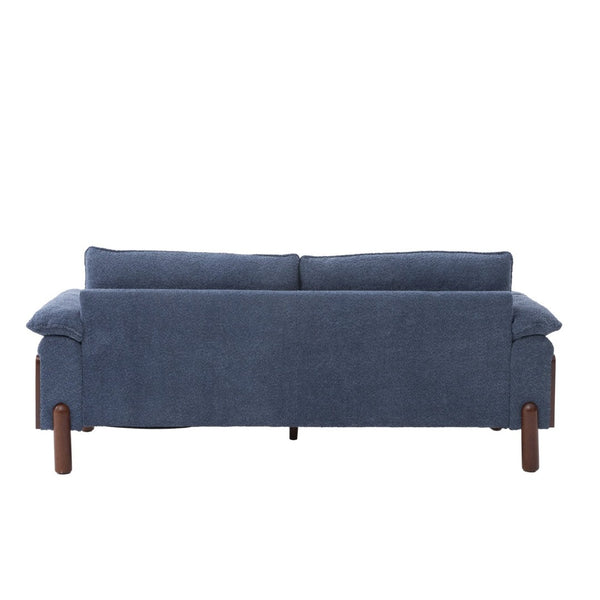 English Elm 83.5 In. Three Seat Boucle Sofa with Looped Texture and Lumbar Support for Living Rooms Navy Blue N773IS00096N