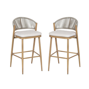 English Elm Christopher Knight Home® - Outdoor Scallop-Back Barstools Set Of 2 - 30.25" Seat Height, Maple Finish, Durable Aluminum Frame N772P245120W