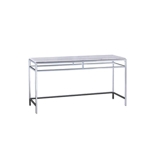 Basset Mirror Raiden Console Table – Modern Chrome & White Marble Design For Stylish Home Décor & Versatile Use White  3356-400b-t