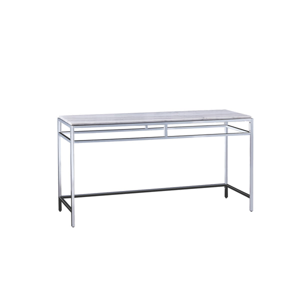 Basset Mirror Raiden Console Table – Modern Chrome & White Marble Design For Stylish Home Décor & Versatile Use White  3356-400b-t