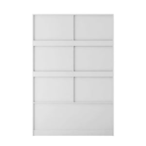 English Elm Tall Farmhouse Wardrobe Armoire with Sliding Barn Doors Drawers and Hanging Rod White W1321S00049