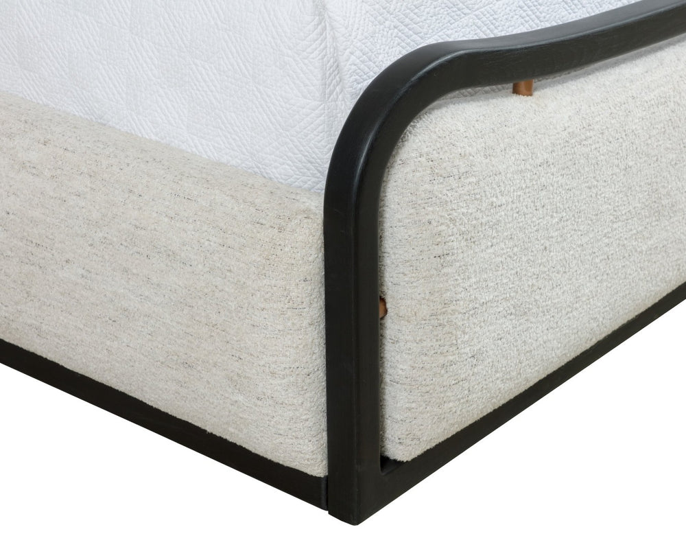 Sunpan JUNIA Bed - King Size - Modern Upholstered Design with Warm Wood & Gold Accents for Luxurious Style 112132