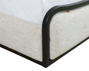 Sunpan JUNIA Bed - King Size - Modern Upholstered Design with Warm Wood & Gold Accents for Luxurious Style 112132