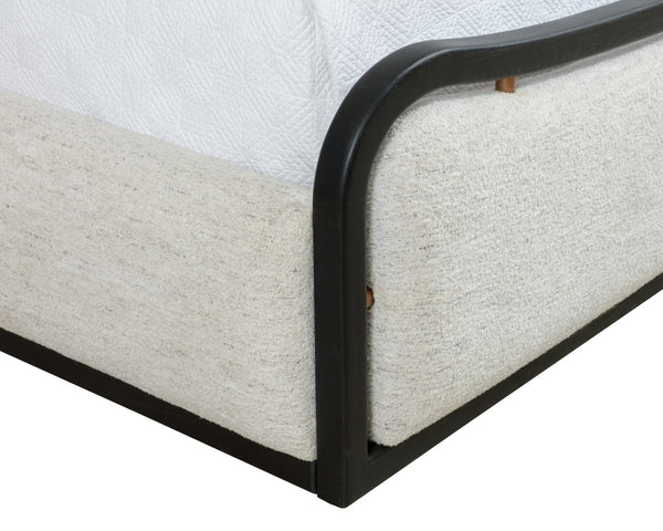 Sunpan JUNIA Bed - King Size - Modern Upholstered Design with Warm Wood & Gold Accents for Luxurious Style 112132