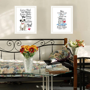 English Elm Trendy Decor 4u Two Piece Cat Sentiment White Framed Canvas Wall Art Set B067P256639