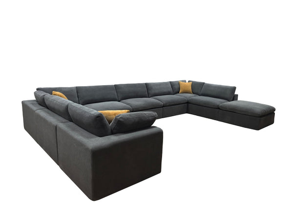 English Elm Coffee Bean Upholstered Modular Sectional Sofa with Toss Pillows Lounge Style Light Gray B2748S00074
