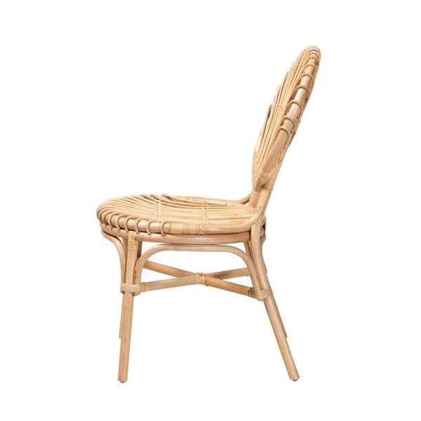 English Elm Modern Woven Rattan Dining Chair Openwork Round Back Bohemian Coastal Seating B2750P420381