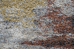 Sams International Granada Riverbed Machine Made Polypropylene Abstract Shag Rug Ivory, Gold, Gray, Rust 5'3" x 7'6"