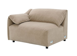 English Elm Veata Light Brown Suede Sectional Sofa with Pocket Coil Seats, Feather-Down Cushions, Chaise Comfort B2726S00537