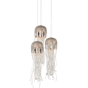 Medusa Multi-Drop Pendant Light - Elegant Jellyfish-Inspired Design with Handcrafted Silver Beads